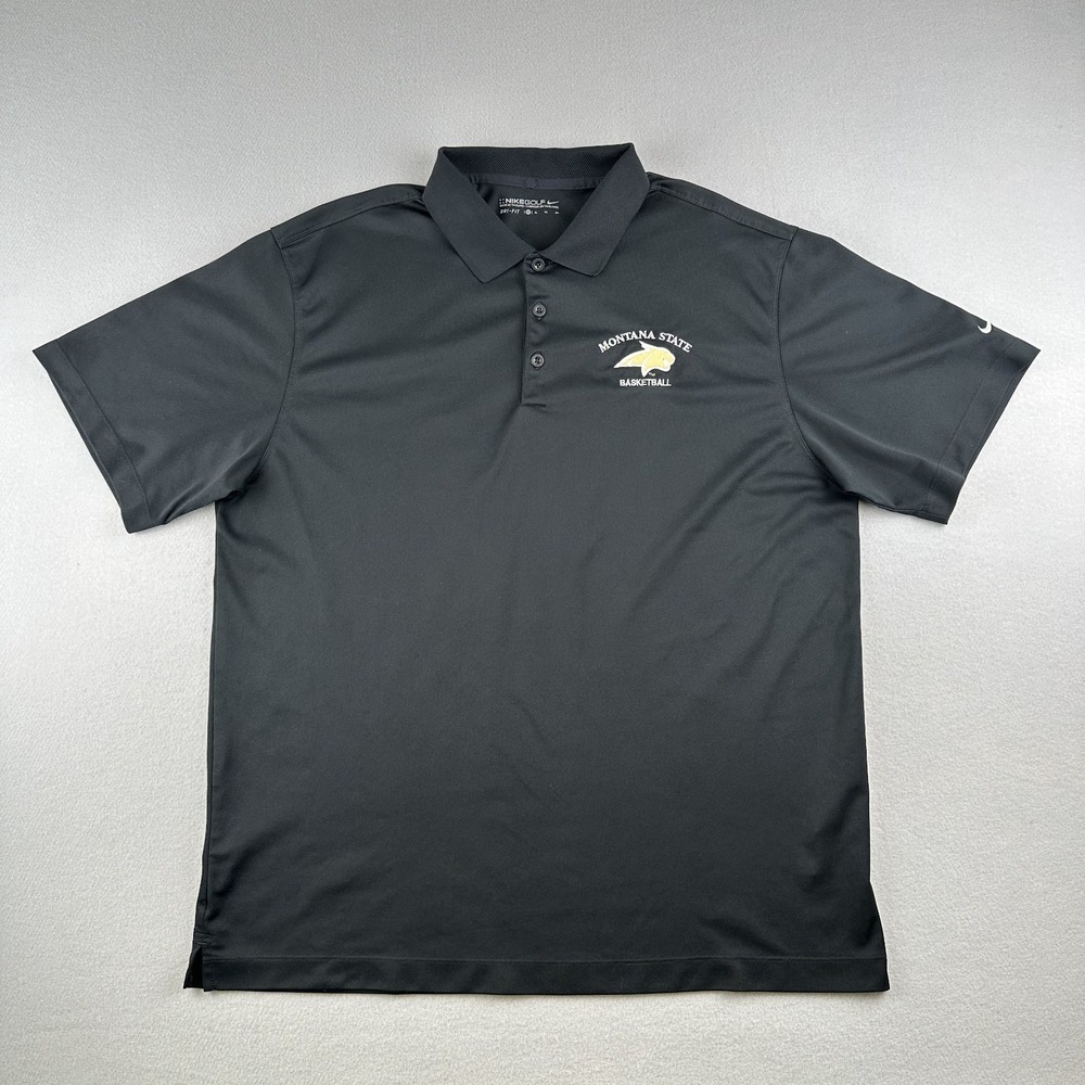 Nike Golf Polo Shirt Mens XL Black Montana‎ State Basketball Dri-FIT 358324-010